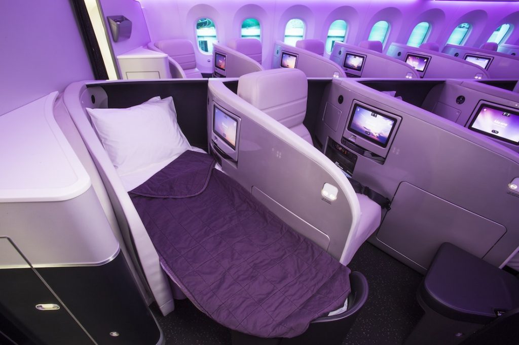 The interior of Air New Zealand's new Boeing 787-9 Dreamliner, Monday, July 7, 2014, in Seattle Washington. (Bret Hartman/Air New Zealand)