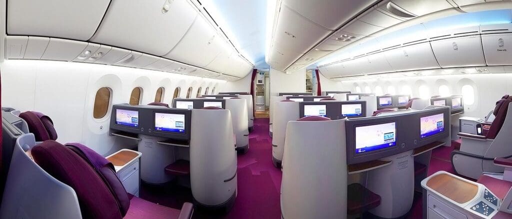 intérieur, Cabine d’avion, mur, plafond, airbus, vol