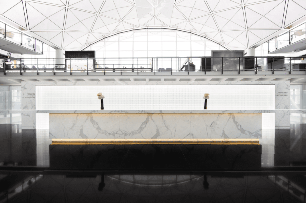 bâtiment, architecture, intérieur, art, reflet, Cathay Pacific
