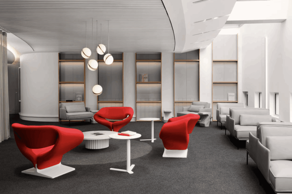 intérieur, décoration d’intérieur, sol, mur, plafond, pièce, canapé, Revêtement de sol, Accoudoir, Salle d’attente, Canapé-lit, table basse, canapé-lit, table, chaise, conception, meubles, rouge, hôtel