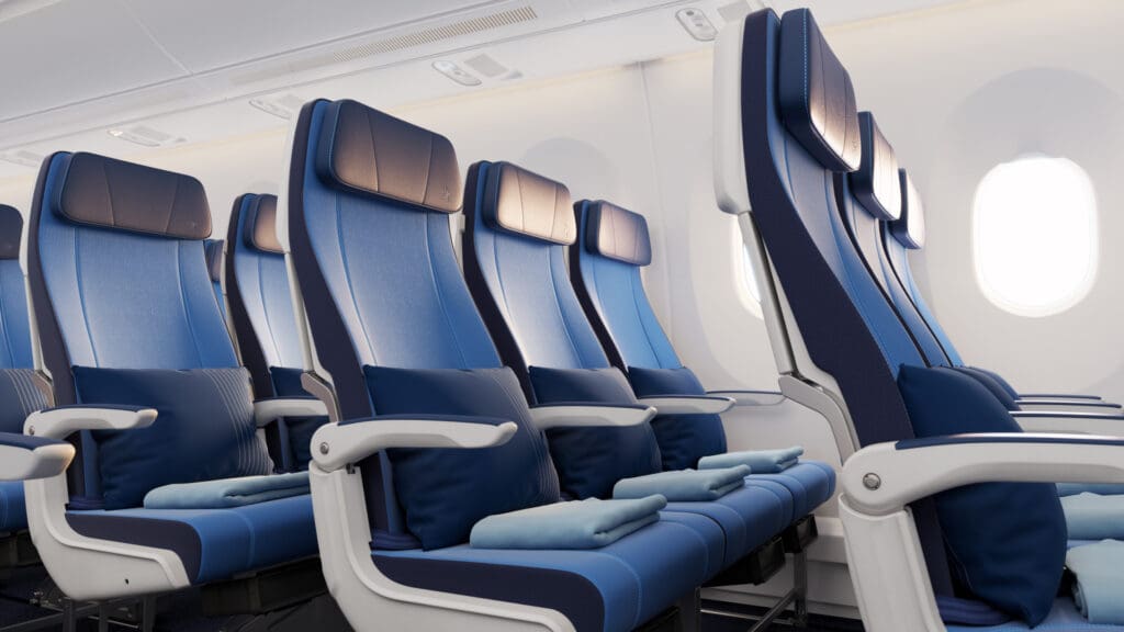 meubles, Cabine d’avion, chaise, avion, intérieur, train, bleu