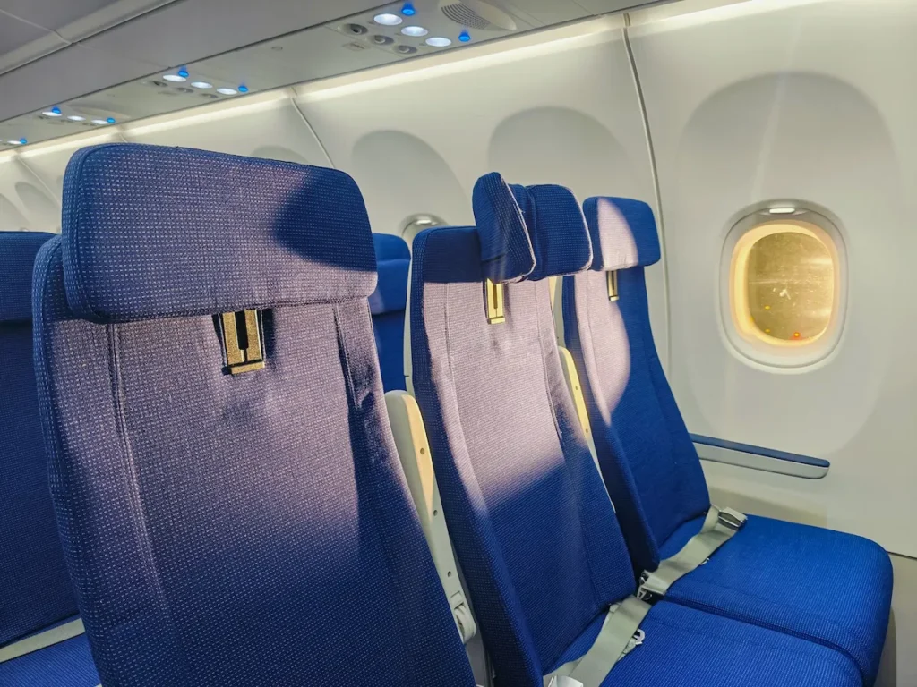 avion, Cabine d&rsquo;avion, int&eacute;rieur, bleu, vol, airbus